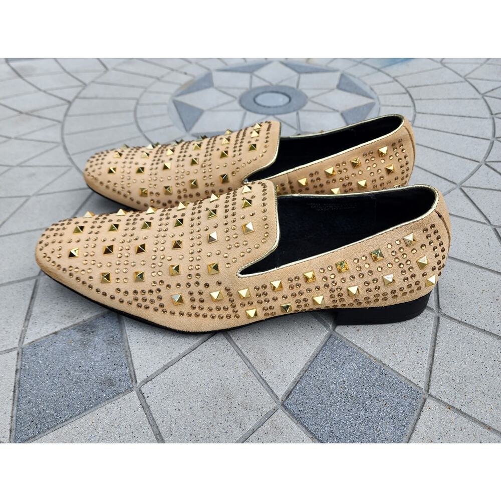Asher Green Tonal Crystal Studded Suede Smoking Loafer Dress Shoes 14 - Picture 11 of 12